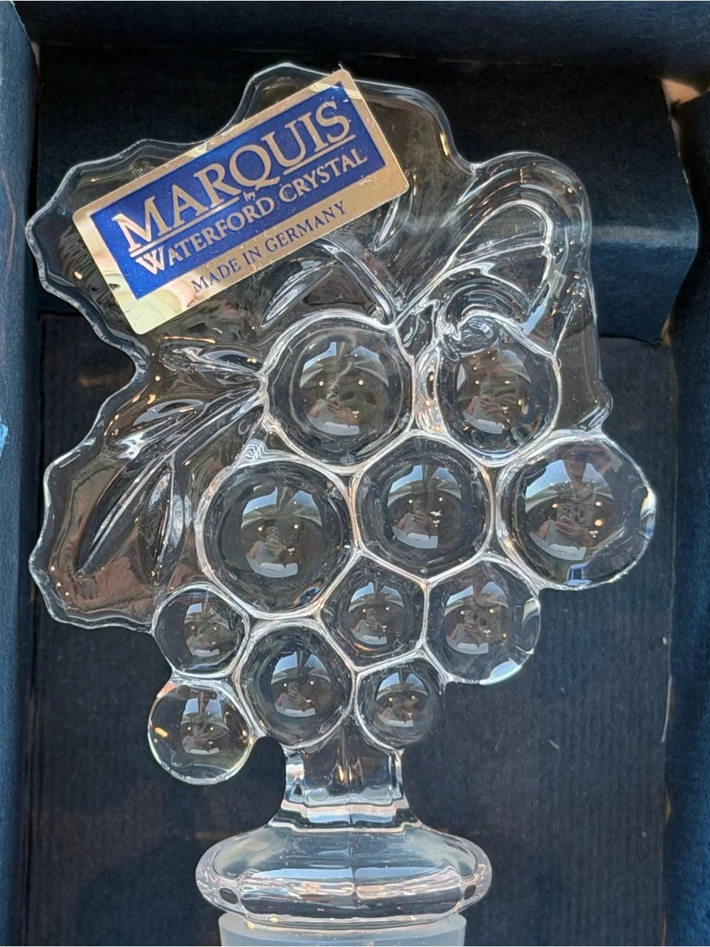 Marquis by Waterford Crystal Grape Wine Stoppers Set 2 Vintage Box Germany